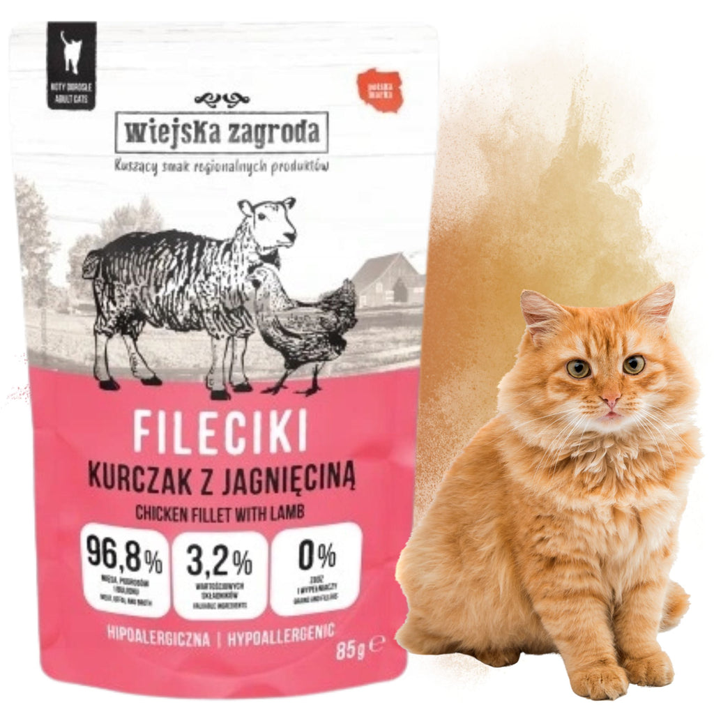 Wiejska Zagroda Csirkefilé Báránnyal Nedves Macskaeledel 85 g
