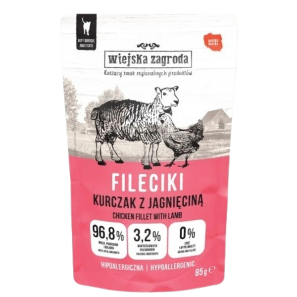 Wiejska Zagroda Csirkefilé Báránnyal Nedves Macskaeledel 85 g