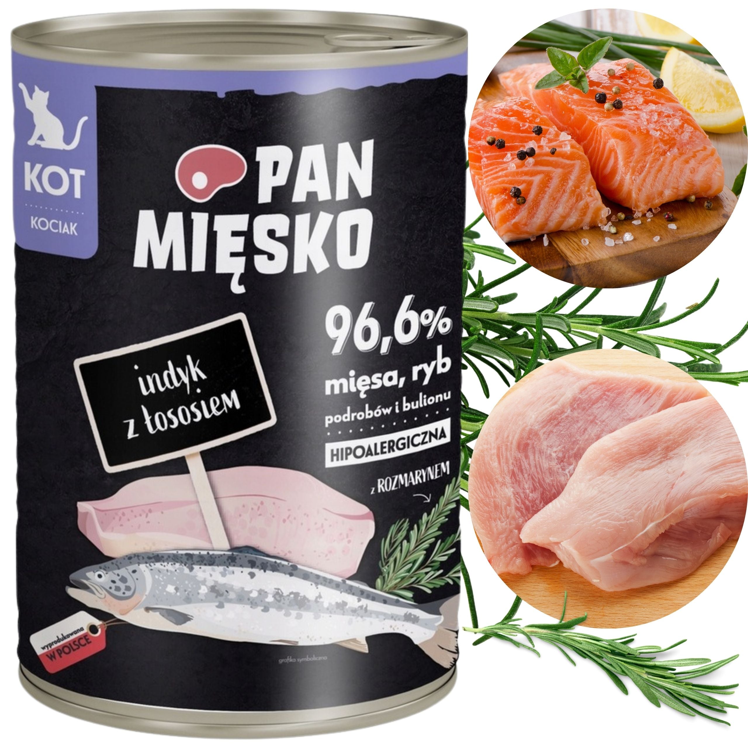 Pan Mięsko Pulyka + Lazac nedves macskaeledel kölyökmacskáknak 400g