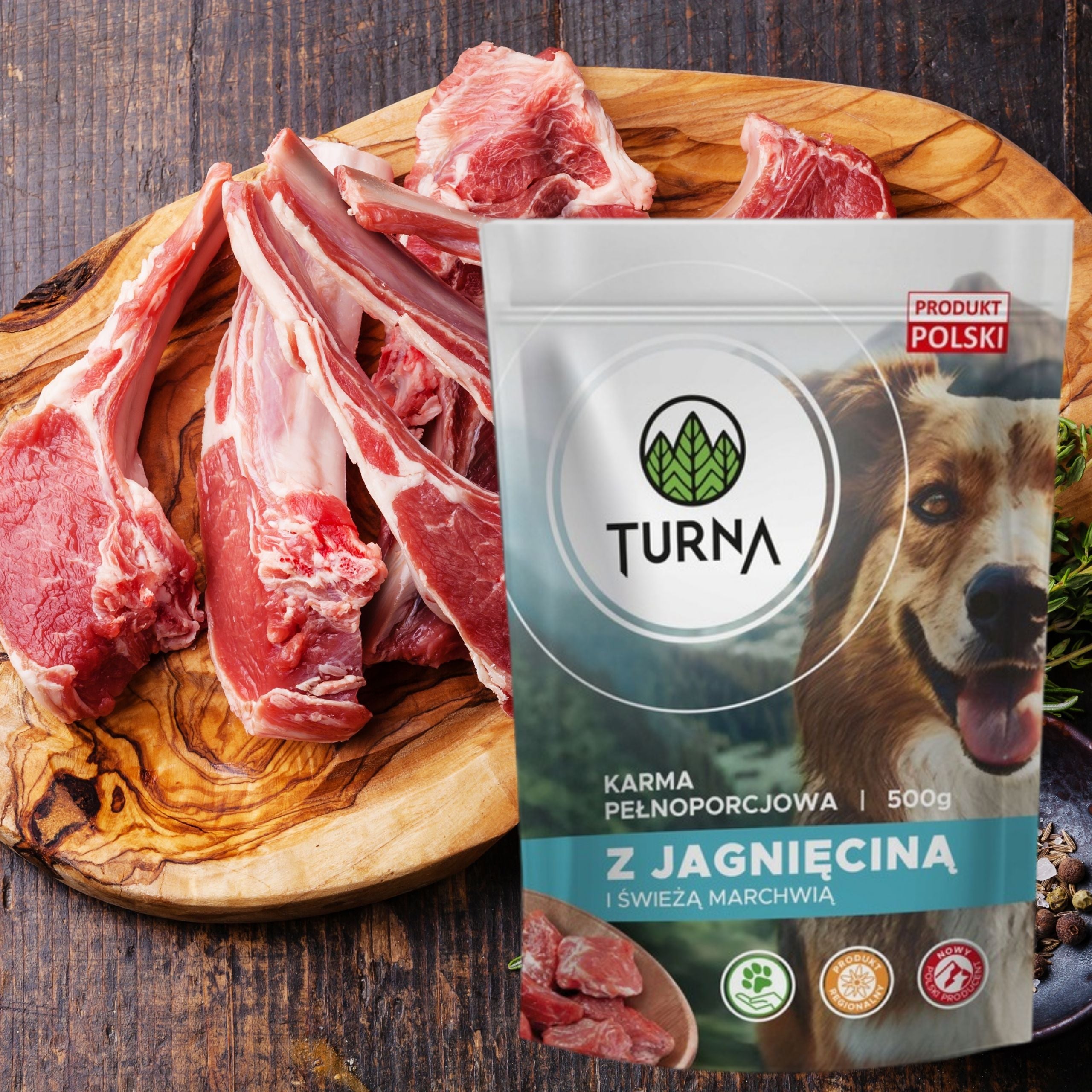 Turna Bárányos nedves kutyaeledel 500 g 🐶 Turna – Prémium nedves kutyaeledel Báránnyal 500 g