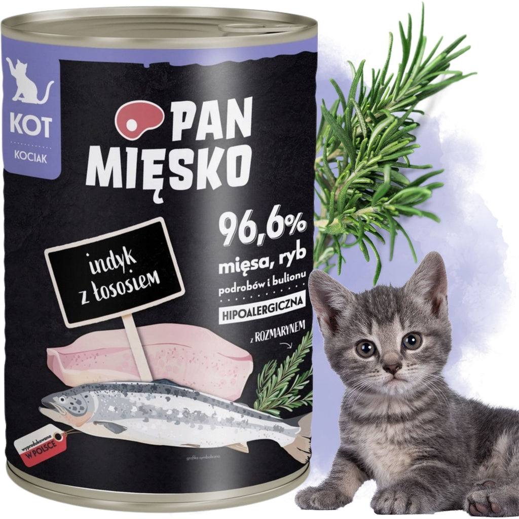 Pan Mięsko Pulyka + Lazac nedves macskaeledel kölyökmacskáknak 400g
