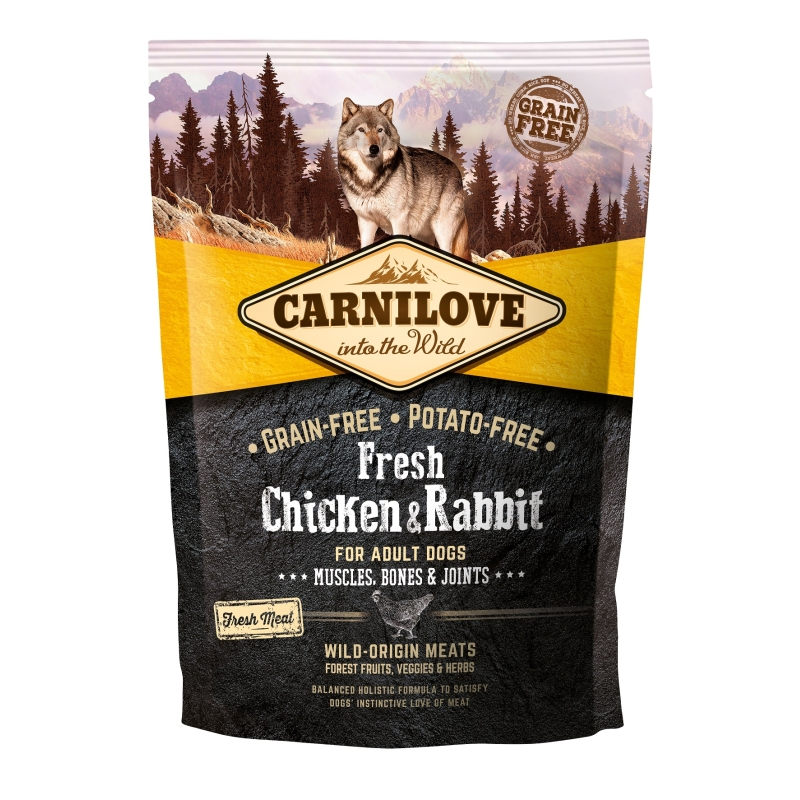 Carnilove Fresh Adult Dog Chicken & Rabbit Muscles, Bones & Joints-  Csirke és Nyúl Hússal 1,5kg