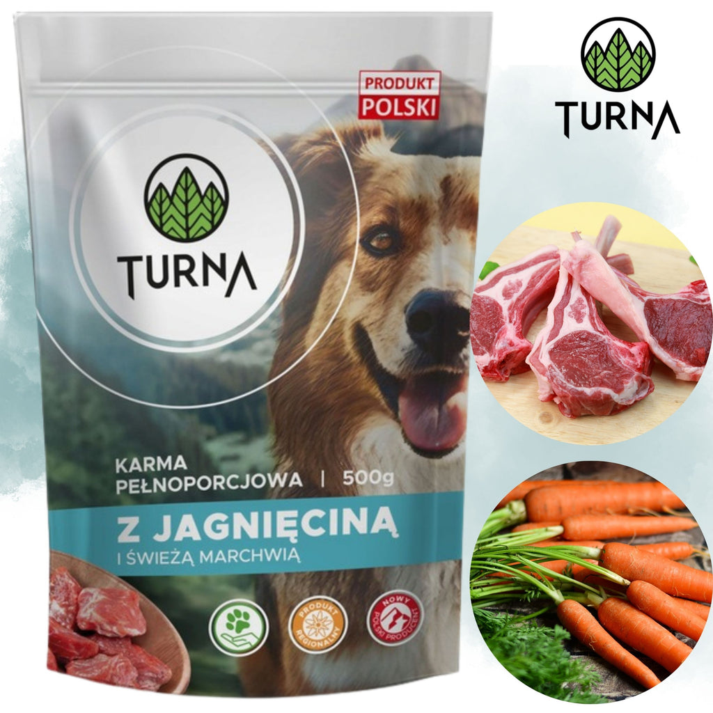 Turna Bárányos nedves kutyaeledel 500 g 🐶 Turna – Prémium nedves kutyaeledel Báránnyal 500 g