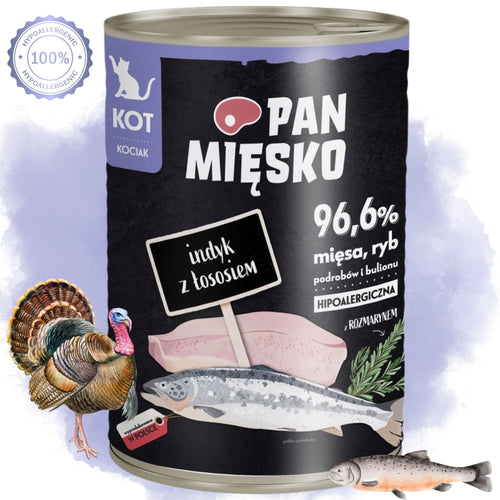 Pan Mięsko Pulyka + Lazac nedves macskaeledel kölyökmacskáknak 400g