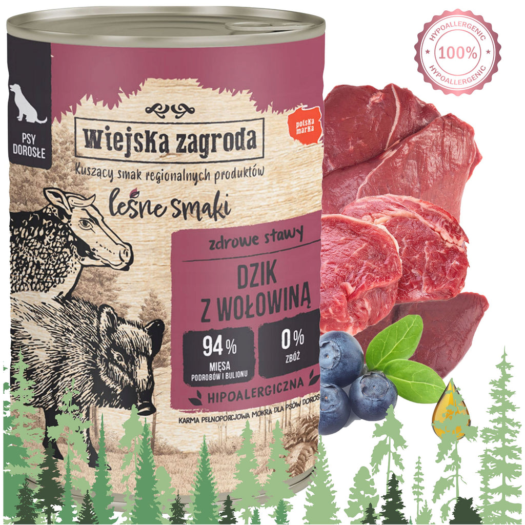 Wiejska Zagroda Erdei Ízek – Vaddisznó &amp; Marhahús nedves kutyaeledel 400 g